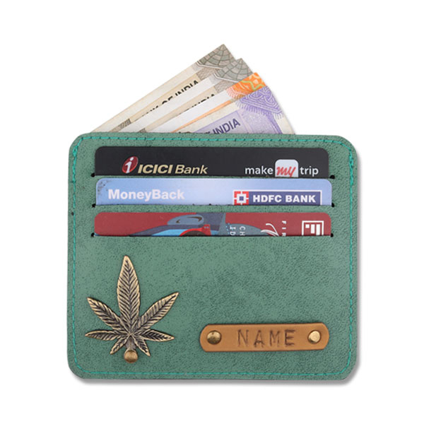 Personalized Leather Card Wallet – Green