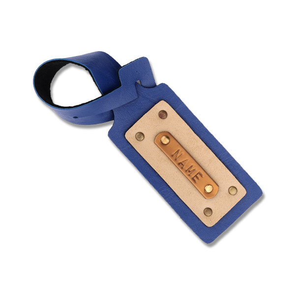 Personalised Leather Luggage/Baggage Tag – Dark Blue