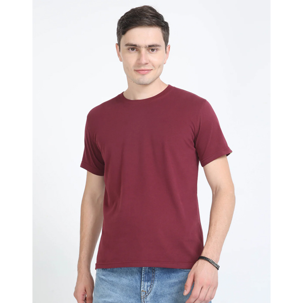 Sustainable Crew Neck T-Shirt - Maroon