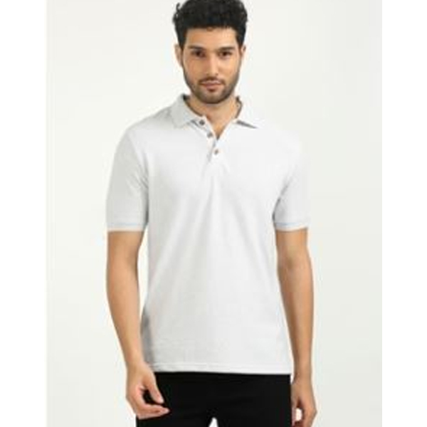 Sustainable Polo T-Shirt -White Melange