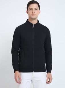 Sustainable Highneck Zipper Jacket - Black