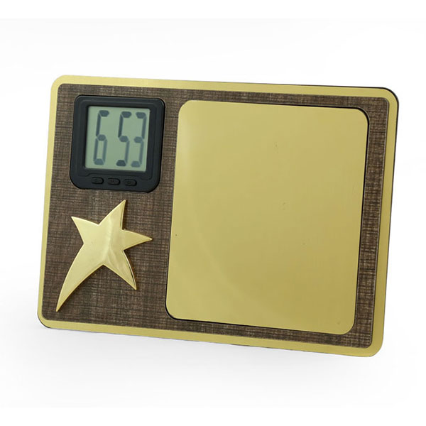 Memento With Metal Star And Digital Clock Model-1102 220X165X20Mm