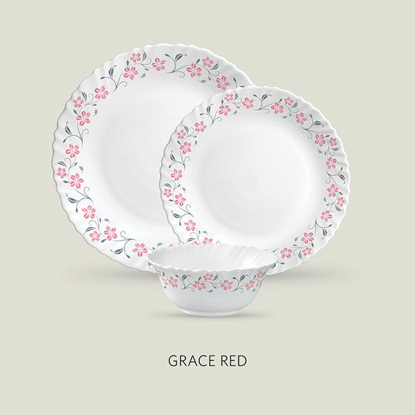 La Opala Diva Classique 6 Pcs Dinner Set- Grace Red