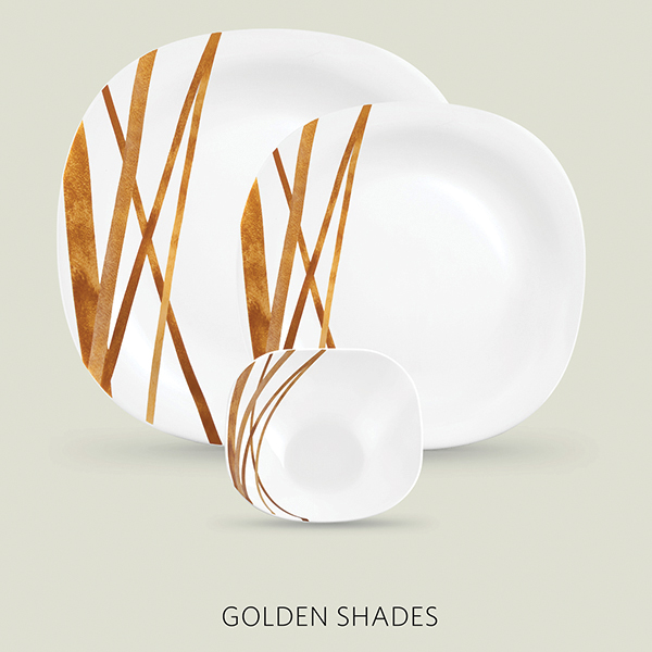 La Opala Diva Quadra 21 Pcs Dinner Set- Golden Shades