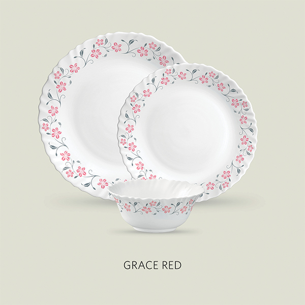 La Opala Diva Classique 10 Pcs Dinner Set- Grace Red