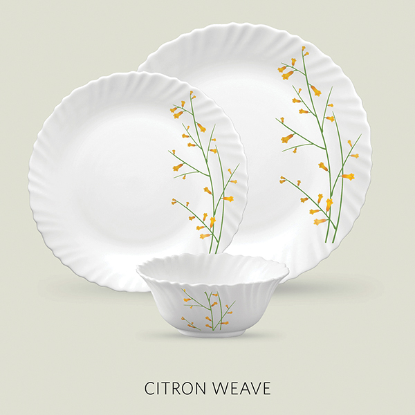 La Opala Diva Classique 10 Pcs Dinner Set- Citron Weave