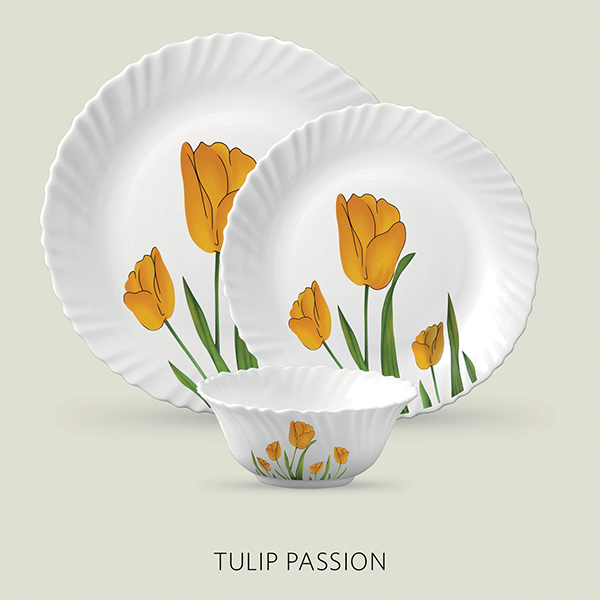 La Opala Diva Classique 10 Pcs Dinner Set- Tulip Passion
