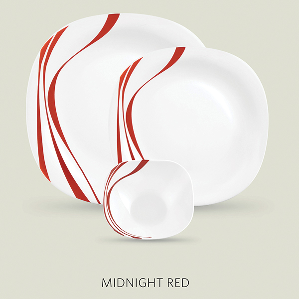 La Opala Diva Quadra 29 Pcs Dinner Set- Midnight Red