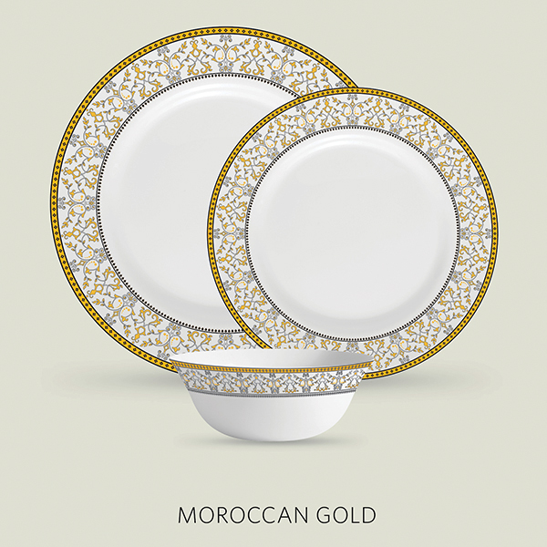 La Opala Diva Sovrana 35 Pcs Dinner Set- Moroccan Gold