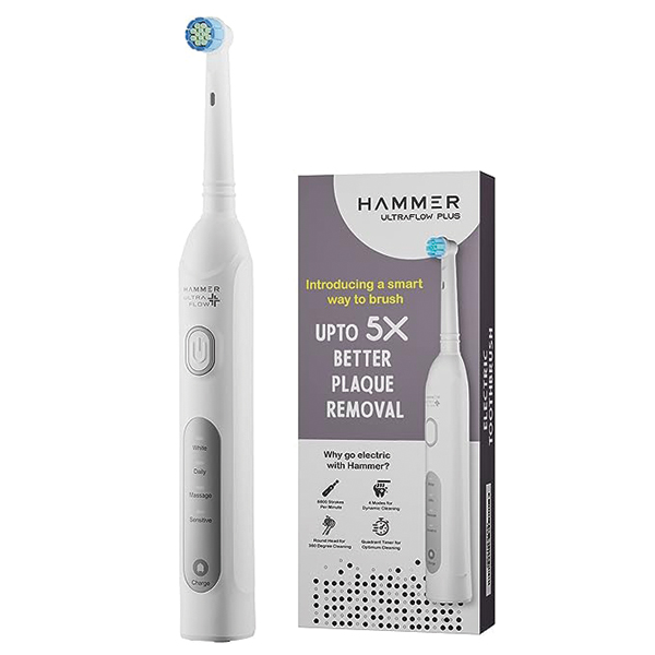 Hammer Ultraflow Plus Oscillating Electric Toothbrush For Adults With 2 Brush Heads
