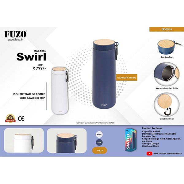 Double Wall Stainless Steel Bottle With Bamboo Top Tgz-1269