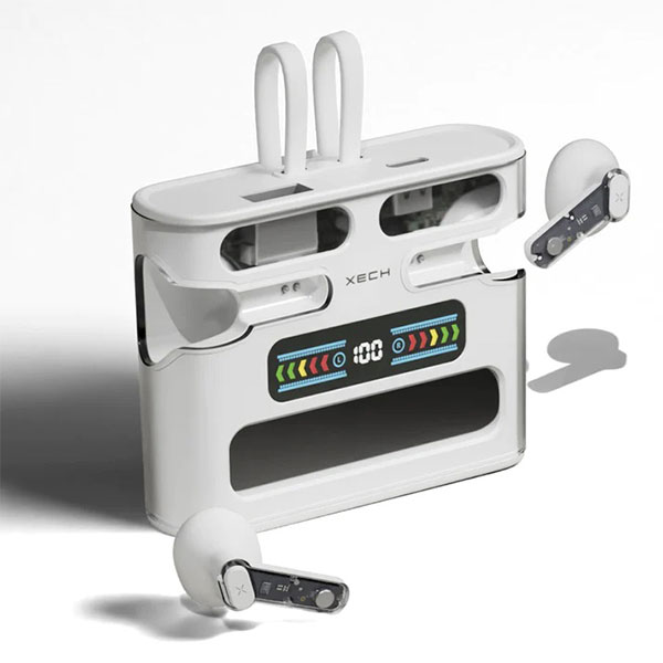 Xech Tws Earpods With 2000Mah Powerbank & In-Built Dual Usb Cables-Clearpods