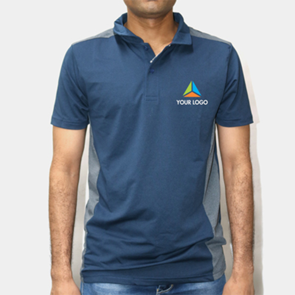 Wildcraft Poly Pointel T-Shirt - Grey With Blue