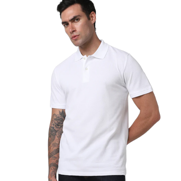 Selected Homme Structured Polo T-Shirt- Primrose White