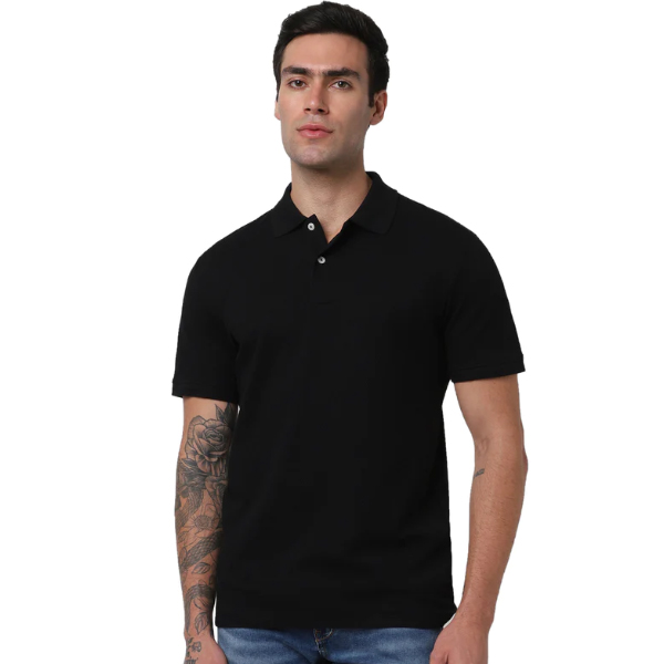 Selected Homme Structured Polo T-Shirt- Primrose Black