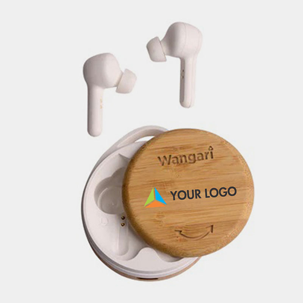 Cherry Bamboo Wireless Earbuds Brown