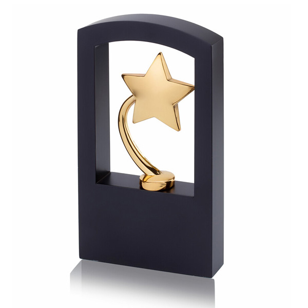 Premium Metal Star Achievers Trophy, On A Wooden Base Tro-2216 (11 Inches)