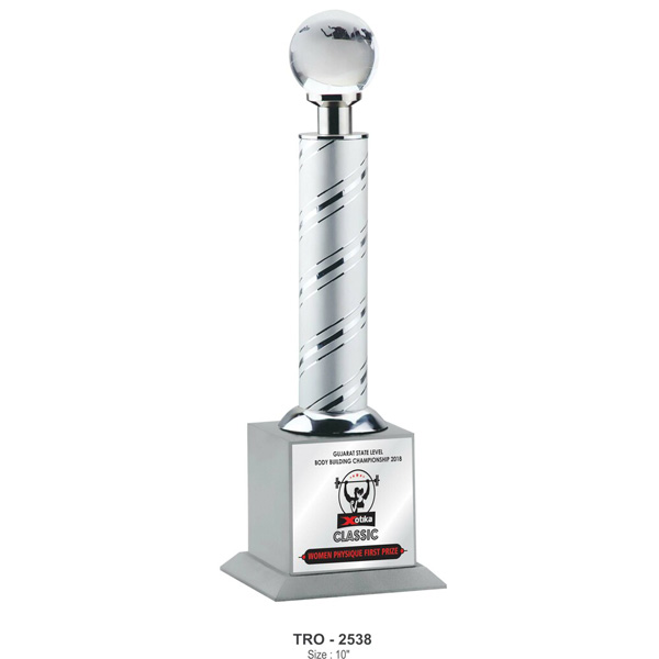 Silver Trophy With Crystal Ball Tro-2538 (10 Inches)
