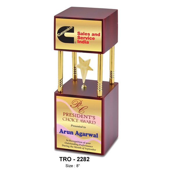 Star Cast Wooden Block Trophy Tro-2282 (8 Inches)