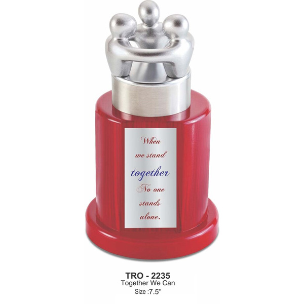 Inspirational Resin Team Work Trophy, On A Wooden Base Tro-2249 (7.5 Inches)