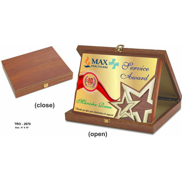 Wooden Star Plaque With Box Tro-2670 (8*10 Inches)