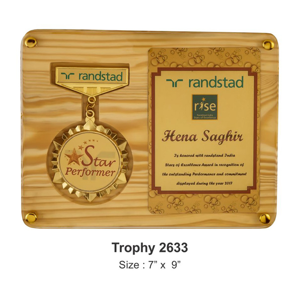 Display Plaque With Medal & Certificate Tro-2633 (7*9 Inches)