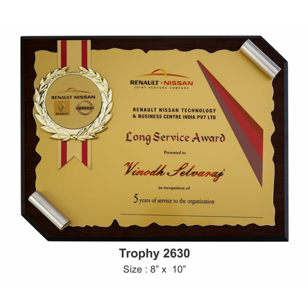 Gold Plate Scroll Plaque Tro-2630 (8*10 Inches)