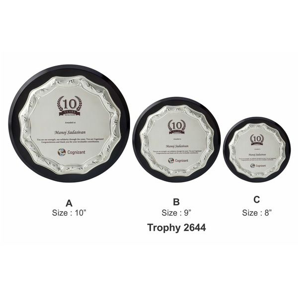 Silver Shield Plaque With 3 Diff Size Tro-2644 (8 Inches)