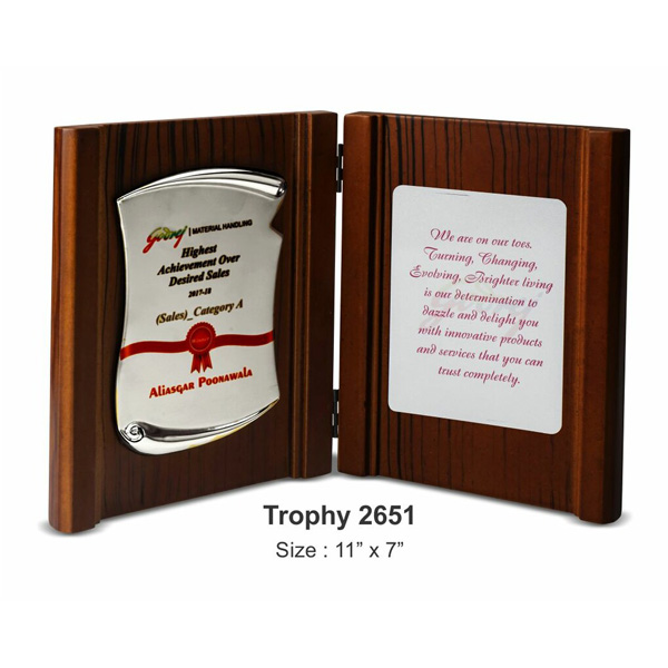 Wooden Book Plaque - Silver Tro-2651 (11*7 Inches)