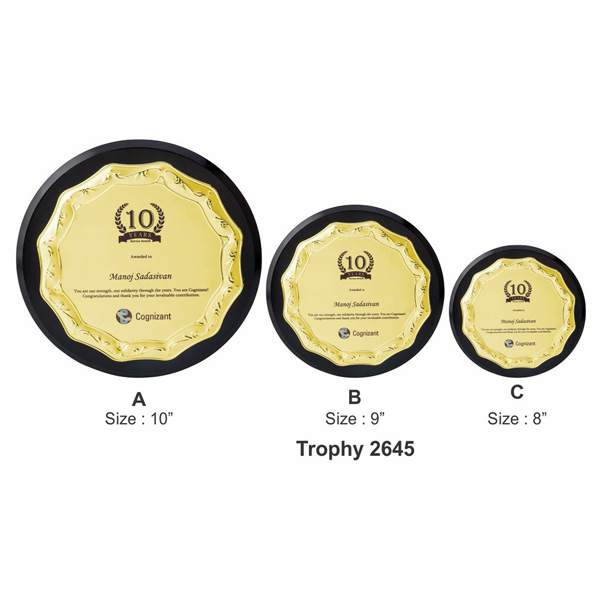 Golden Shield Plaque With 3 Diff Size Tro-2645 (8 Inches)