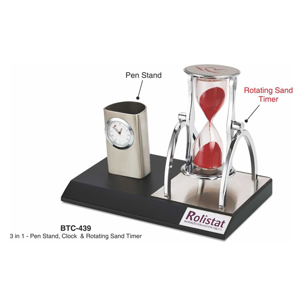 Pen Stand, Clock, & Rotating Sand Timer Btc-439