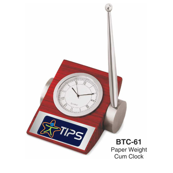 Paper Weight Cum Clock With Pen Stand Btc-61