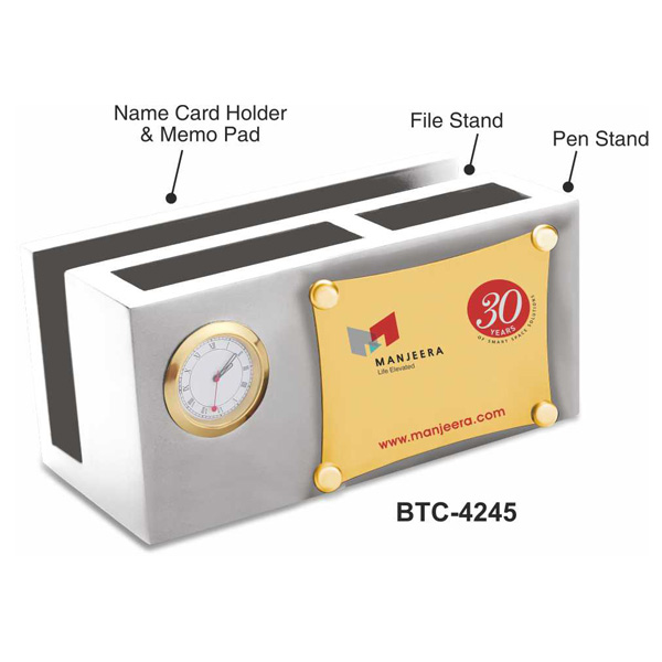 Wooden Desk Organizer With Clock Btc-4245