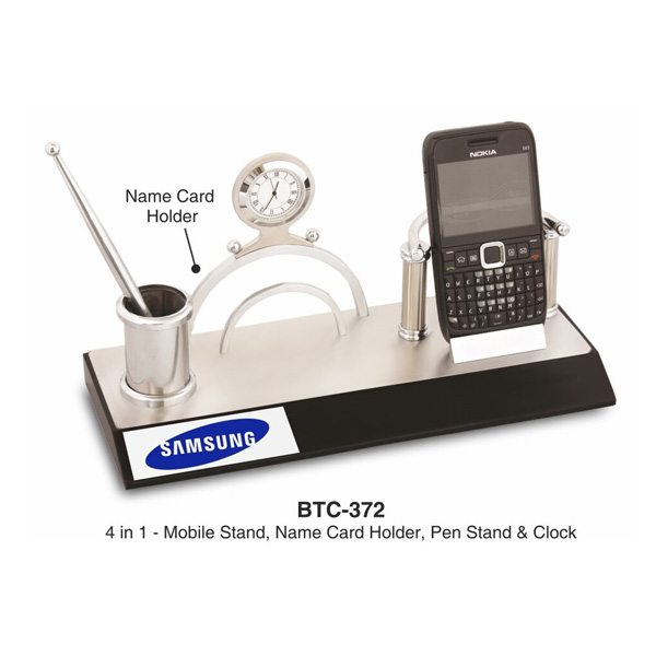 Mobile Stand, Name Card Holder Pen Stand & Clock Btc-372
