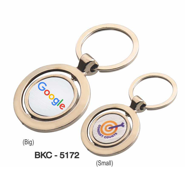 Round Rotate Silver Keychain Bkc-5172