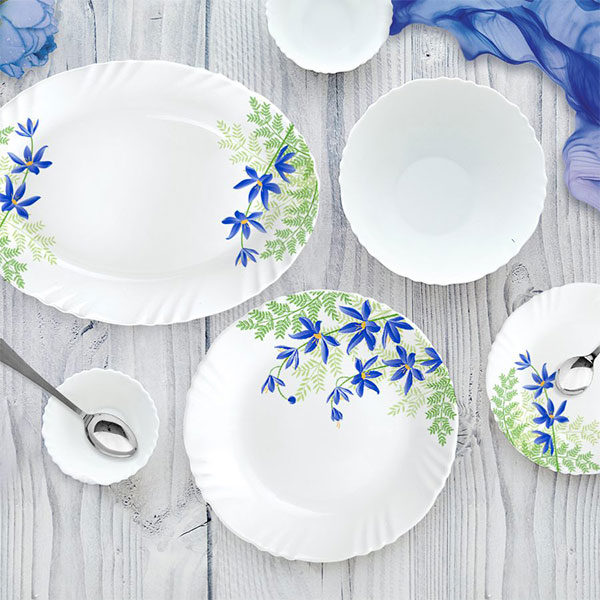 Blue Primrose Imperial Series Dinner Set, 33 Pieces, White, Service For 6