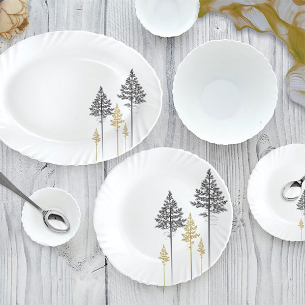 Golden Pine Imperial Series Dinner Set, 19 Pieces, White, Service For 6