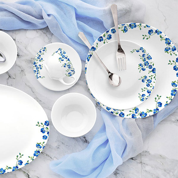 Blooming Garden Royale Series Dinner Set, 27 Pieces, White, Service For 6