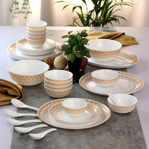 Victoria Divine Series Opalware Dinner Set, 33 Pieces, White, Service For 6