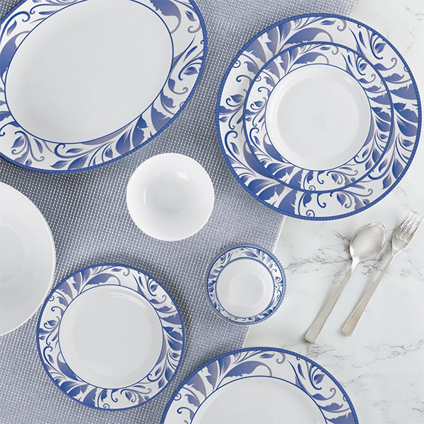 Blue Ocean Ariana Series Opalware Dinner Set, 29 Pieces, White, Service For 6