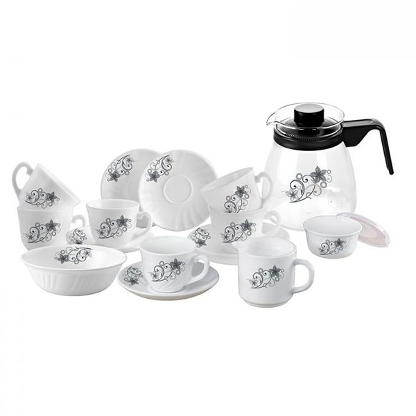 Camber Black Imperial Series High Tea Set, Set Of 17, White