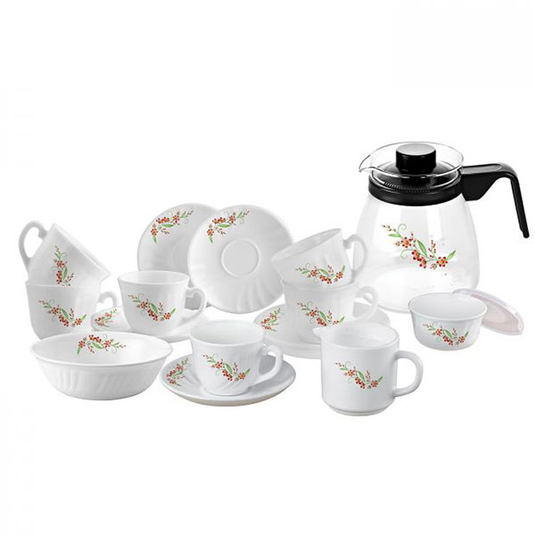 Cello Creeper Imperial Series High Tea Set, Set Of 17, White