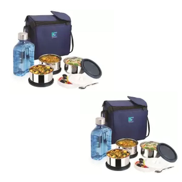 Stenso Baleno 4 Stainless Steel Combo 8 Containers Lunch Box (300 Ml)
