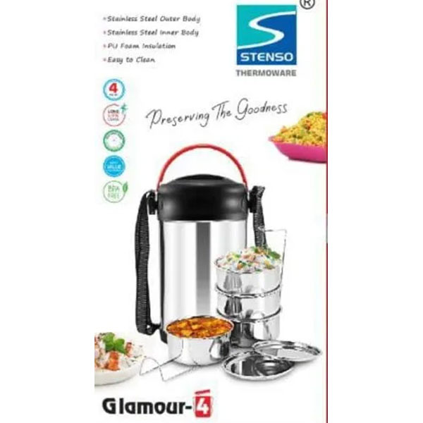 Stenso Glamour-4 Stainless Steel Insulated Lunch Box
