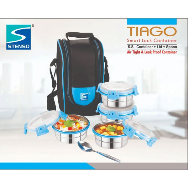 Stenso Tiago Insulated Lunch Tiffin 4 Containers