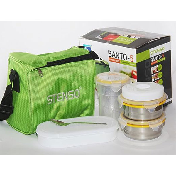 Stenso Banto-5 Stainless Steel Lunch Box, 5 Container, Green