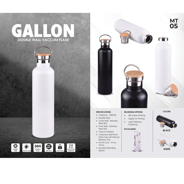 Gallon Double Wall Vaccum Flask, 1000 Ml