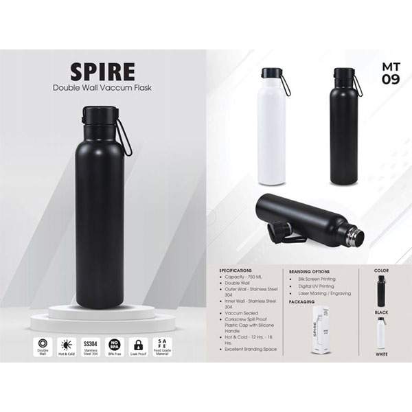 Spire Double Wall Vaccum Flask 500Ml Black/White