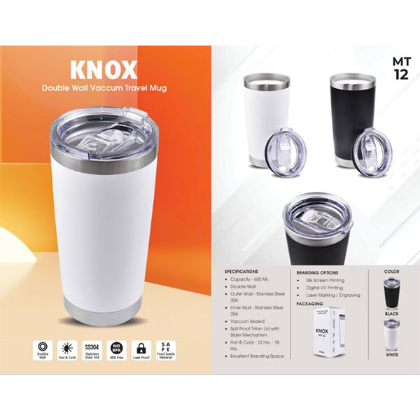 Knox Double Wall Vaccum Travel Mug 600Ml