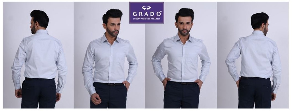 Grado Giza Cotton Satin Shirt DNRGRD7565-Light Grey